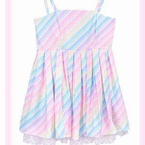 My Violet Candy Pastel  Rainbow Striped Sundress Party Dress XL GUC
